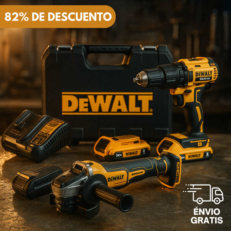 KIT DEWALT ORIGINAL: QUEDAN 6 UNIDADES - TALADRO INALÁMBRICO + AMOLADORA DE ALTO IMPACTO + 26 ACCESORIOS + 2 BATERIAS - PROMOCION BLACK FRIDAY
